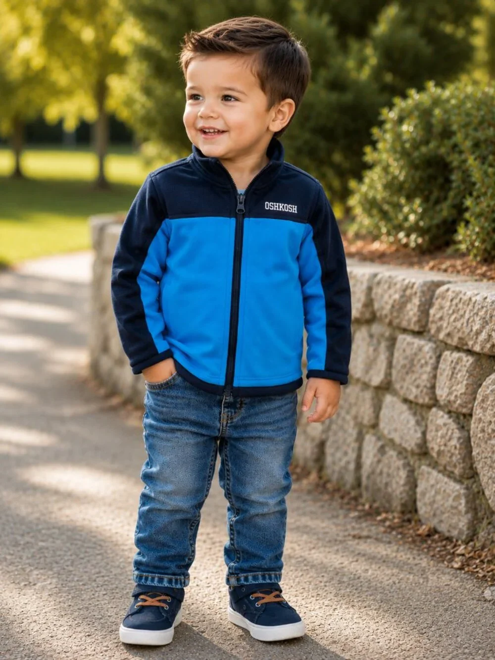 NWT OshKosh B’gosh Toddler Boy Jeans & Jacket Set 18M Blue Water Resistant 18 Mo